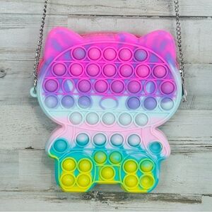 Kitty Crossbody Shoulder Bag Push Pop It Bubble Fidget Sensory Toy Rainbow